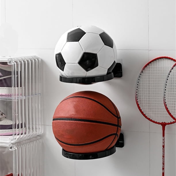 Estante de pared para pelotas deportivas - Organizador de hierro para baloncesto, fútbol americano y voleibol. Perchero de pared para fútbol, baloncesto y voleibol. Estante de colocación para el