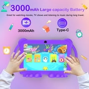 Android Tablet 7 Inch Kids Tablet with Protective Case, 4GB+32GB (Supports 512GB), Dual Cameras, 3000mAh Battery, WiFi 6, 1080P HD - Perfect Holiday/Birthday Gift