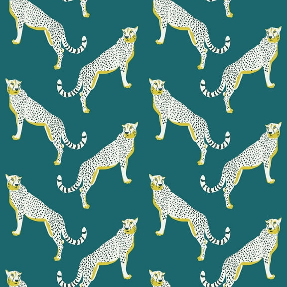 Nicole Miller Guepardo Teal Peel & Stick Wallpaper
