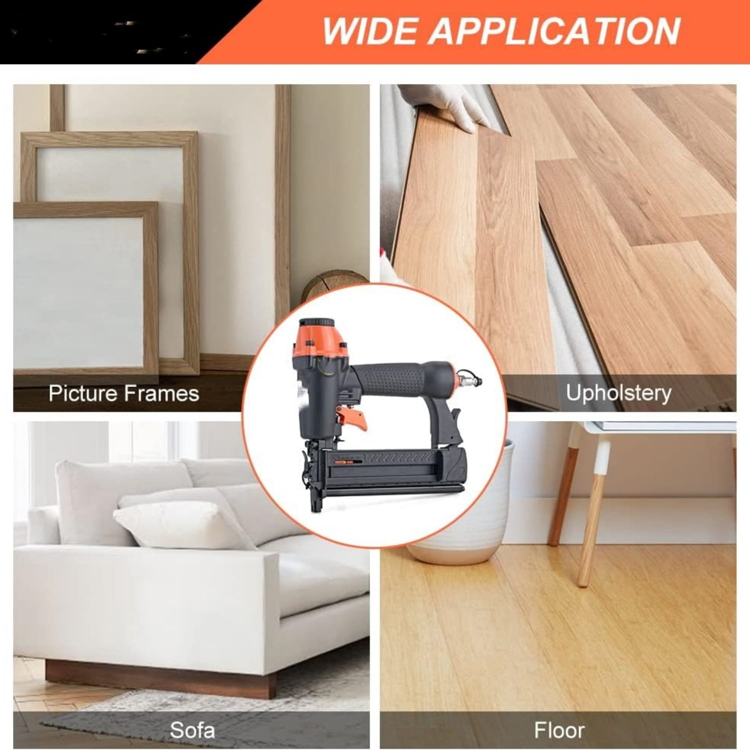 Pneumatic Brad Nailer,18 Gauge,2 in 1 Air Nail Gun Staple Gun,Accepts 2 Inch Brad Nails and Crown 1-5/8 inch Staples,with Carrying Case and 1000pcs Nails,for Carpentry, DIY,Woodworking