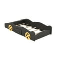 thumbnail image 6 of Harper & Bright Designs Twin Size Race Car Bed Platform Bed for Kids, Wood Car-Shaped Kids Bed Frame with Storage and Wheels for Boys Girls, Black, 6 of 11