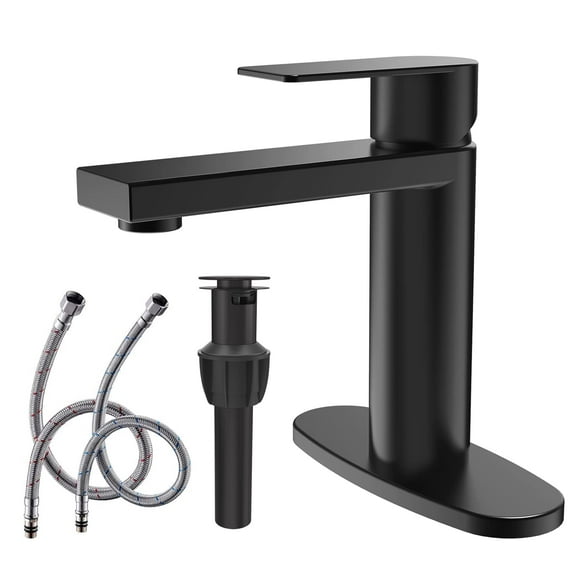 Matte Black Bathroom Sink Faucet Single Handle Bathroom Faucet Black Single Hole Vanity Faucet Modern RV Faucet Deck Mount 1 Hole or 3 Hole