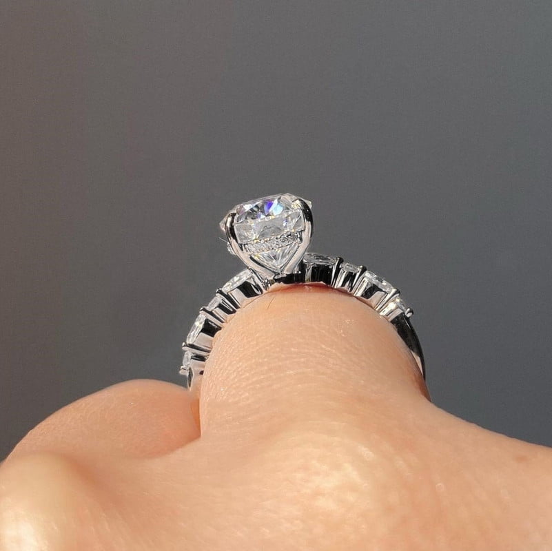 solitaire jewels 2.75CT Oval Hidden Halo Moissanite Engagement Ring For Women, 14K White Gold