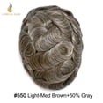 thumbnail image 3 of Lyrical Hair Toupee for Men Fine Mono Mens Toupee Human Hair Replacement Systems Monofilament with NPU Hairpiece for Man Black Brown Blonde Gray Hair Wig Unit, 3 of 7