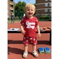 thumbnail image 6 of BemeyourBBs Toddler Baby Boy Game Day Football Outfit Infant Baby Boys Summer Clothes 6 12 18 24 Months 2 3 4 Years Short Sleeve Soccer Letters Print T Shirt Tops with Pockets Shorts 2Pcs Set, 6 of 9