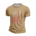 thumbnail image 4 of America 250 Shirts for Men Fourth Of July American Flag Print Short Sleeve Crew Neck T-Shirt Muscle Relaxed Fit Breathable Beach Vacation Muscle Tops, Khaki, #01 Khaki, 4 of 5