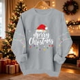 thumbnail image 2 of NSLGXD Womens Graphic Sweatshirt Crewneck Long Sleeve Pullover Merry Christmas Santa Hat Print Casual Holiday Top XS-2XL, 2 of 8
