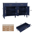 thumbnail image 2 of ZOSQUARE Modern 58" Sideboard Cabinet with 4 Slatted Doors and 2 Drawers, Blue Storage Cabinet with Gold Handles, Credenza Entryway Accent Table for Living Room, 2 of 6