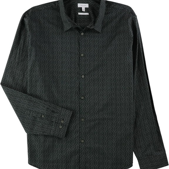 Calvin Klein Mens Slim Fit Button Up Shirt, Black, XX-Large