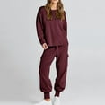 thumbnail image 2 of BLVB Women's Fall 2 Piece Outfit Casual Crew Neck Long Sleeve Tops and Cargo Pants Lounge Sets Tracksuits with Pockets, 2 of 8