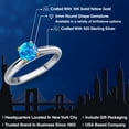 thumbnail image 2 of Gem Stone King 925 Silver and 10K Yellow Gold Simulated Blue Opal Solitaire Engagement Ring for Women | 0.50 Cttw | Round Cabochon 5MM | Gemstone October Birthstone | Size 7, 2 of 6