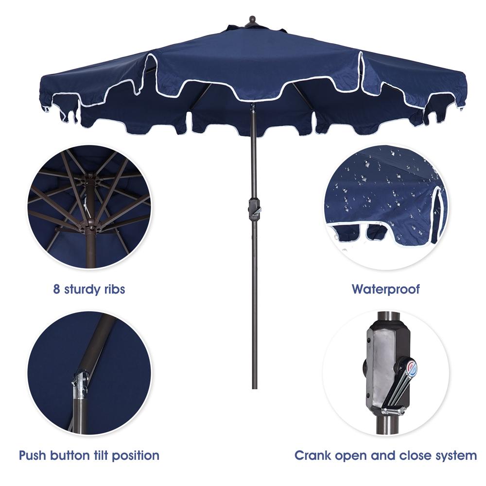 Outdoor Patio Umbrella 9Feet Flap Crank Market Umbrella with Flap
