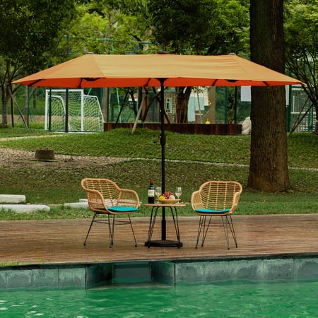 Dryades Outdoor Patio 13' *6.5'  Rectangular Market Umbrella Shade-providing Fixture 'nwith Crank Lift