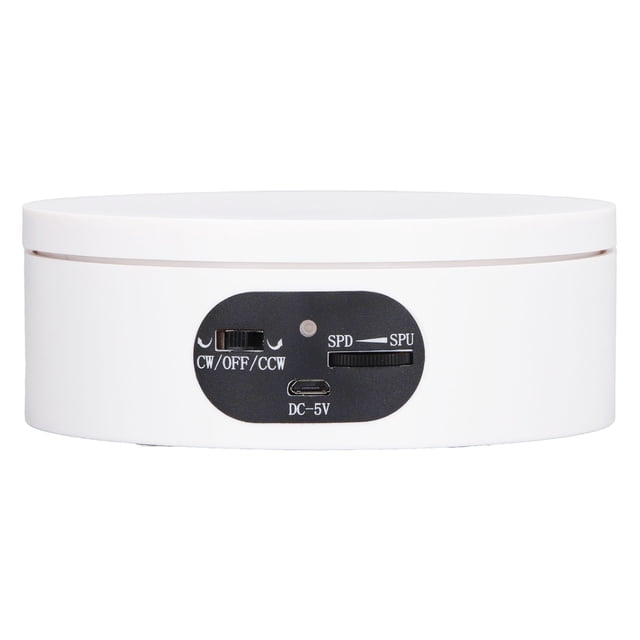 Rotating Display Stand 5.5lb Load Capacity 360 Degree Photography Turntable Plug in Battery Knob Speed Control White 12cm/4.7in