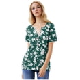 thumbnail image 5 of Tnhcen Women's Summer Floral Print V-Neck Button-Up Shirts - Short Sleeve Casual Daily Tops | Plus Size Friendly S-3XL | Versatile Floral Tops for Women, 5 of 9