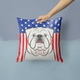 thumbnail image 2 of Caroline's Treasures BB2150PW1414 American Flag and White English Bulldog  Fabric Decorative Pillow , 14Hx14W,, 2 of 4