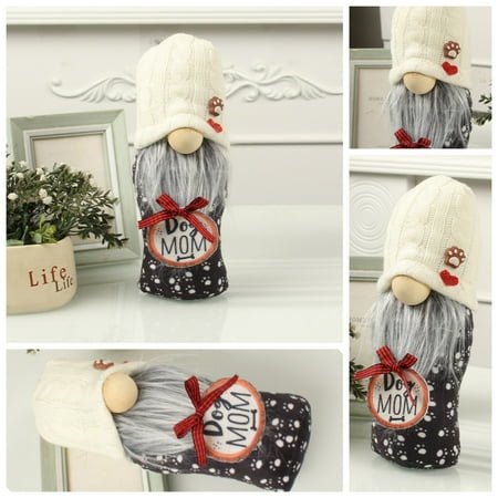 

Jiyugala Desktop Decor Mother s Day Gnome Ornaments Old Man Doll Ornaments Creative Knitted Cap DogMOM Figue Dwarf Holiday Props