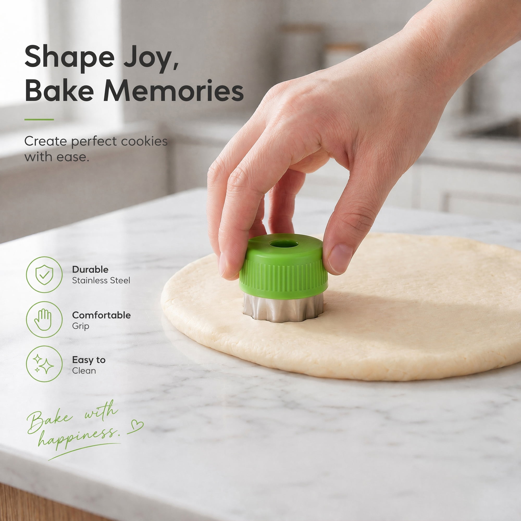Unique Bargains 6Pcs Handheld Metal Biscuit Cutter Set with Handle Green-1
