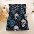 thumbnail image 5 of Homewish Halloween Death Skull Queen Sheets,Blue Rose Floral Queen Sheet Sets,4pcs,1 Flat Sheet, 1 Fitted Sheet and 2 Pillowcases, 5 of 6