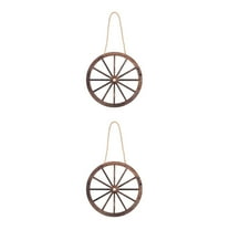 HOMEMAXS 2pcs Wooden Wheel Wall Hanging Western Wall Art for Country Room Decor Farmhouse Style and Outdoor Wall Decor 3 Screws and 3 Bolts