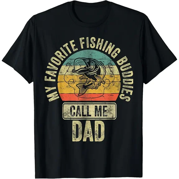 Funny Vintage Fishing Bass Graphic Gift for Dad Fisherman Men Short Sleeve Casual T-Shirt