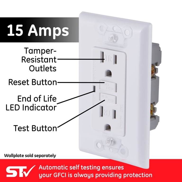 15A Tamper-Resistant GFCI Outlet, Self-Testing photo 7