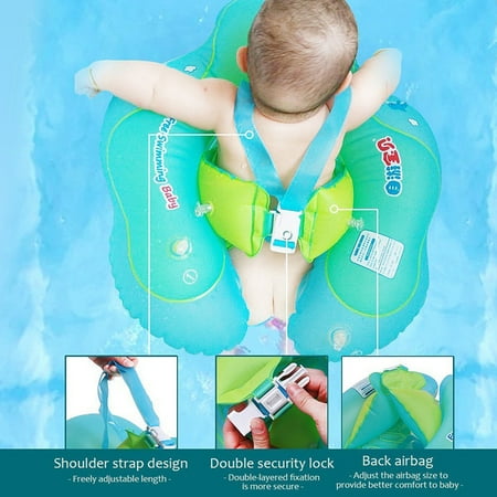Baby Swimming Neck Ring Grtxinshu Inflatable Baby Swimming Ring Double-layered Underarm Swimming Ring With Safety Shoulder Strap 5 airbag designs Swim Trainer Safety Floating Pool Water Fun ()