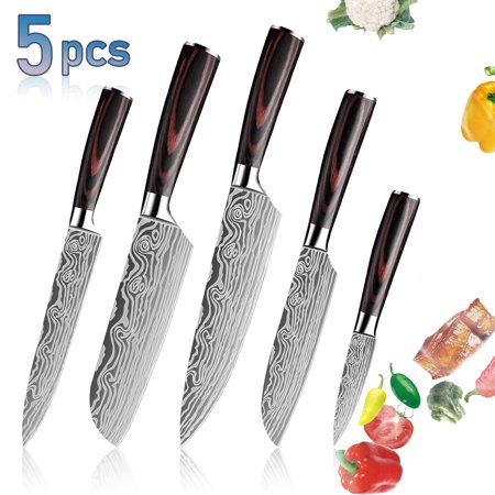 DFITO Kitchen Knife Set, Stainless Steel Forged,Ultra Sharp Blades,5-Piece Chefs Knife Set