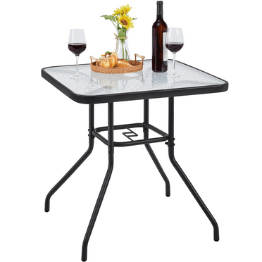 Renwick 27.5″ Outdoor Square Bistro Table with Umbrella Hole, Black