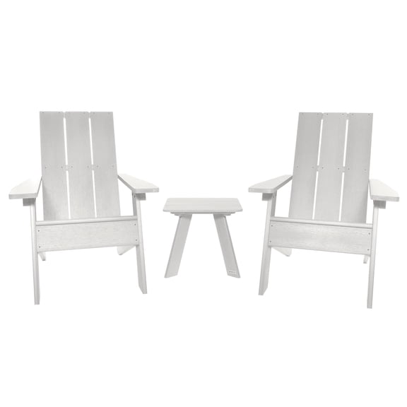 Highwood 3-pc Modern Adirondack Set with 1 Modern Side Table - Outdoor, Eco-friendly, Synthetic Wood