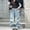 Blue, variant on Girls Denim Cargo Pants Hop Street Dance Style Washed Utility Jeans Vintage Distressed Multi Pockets Kids Casual Trousers 5-14Y