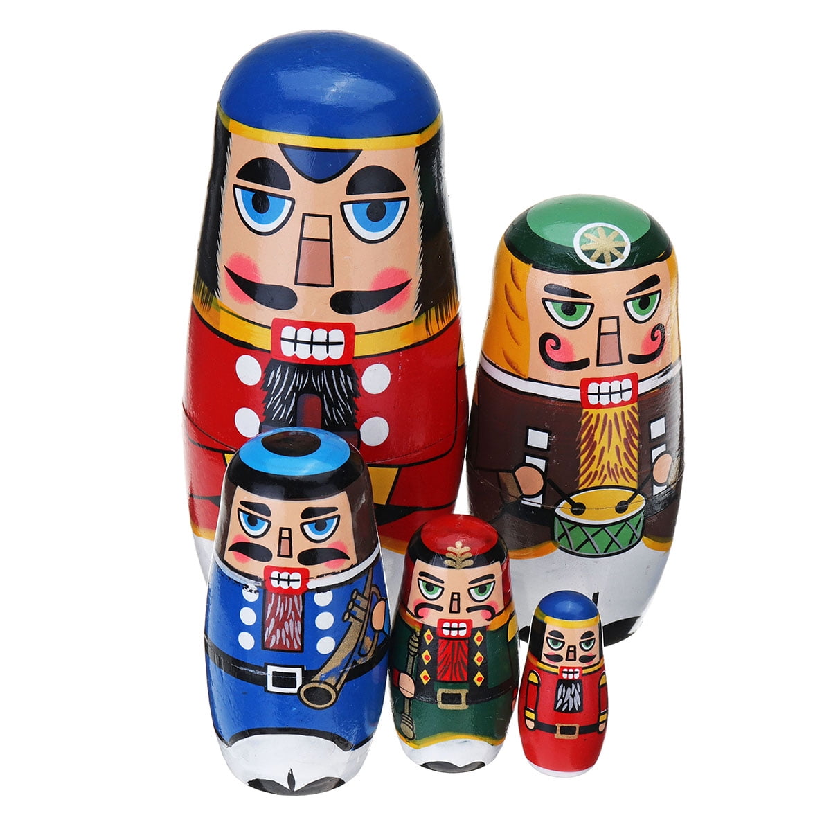 5pcs Wooden Russian Dolls, Nutcracker Soldier Handcraft Matryoshka