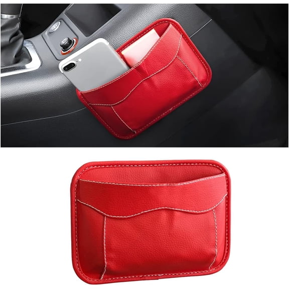 Car Seat Side Pocket Organizer, American Flag PU Leather Storage Bag, Pen Phone Holder Tray Pouch Seat Gap Filler, Interior Accessories for Auto Door Window Console (Red)
