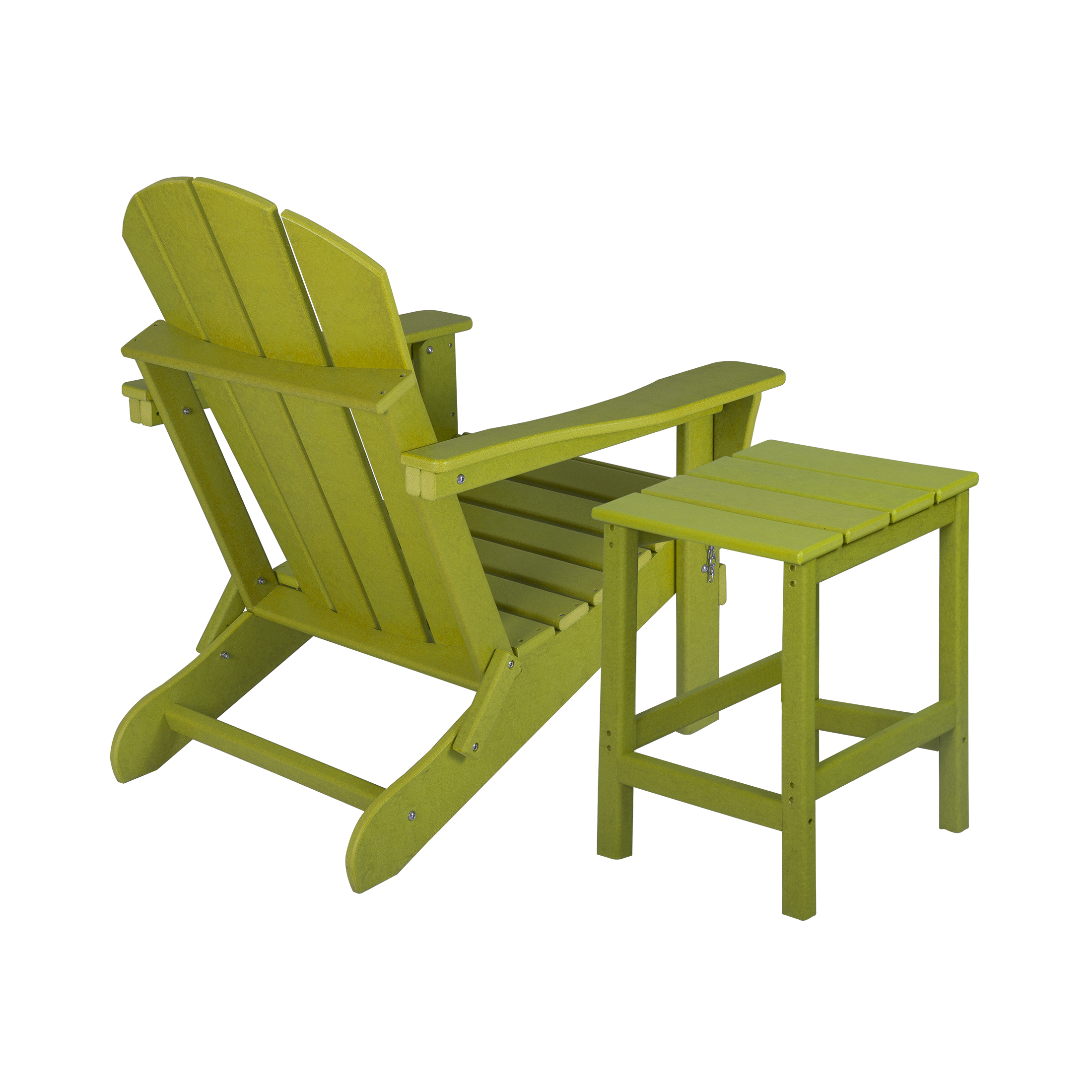 Adirondack Chair with Square Side Table Included for Outdoor Patio Garden Porch Seating, Lime