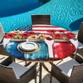 thumbnail image 5 of Independence Day Round Tablecloth 45-54 Inch Round Fitted Table Cloth with Elastic Edge, Red Blue Flag Patriotic Bottle Flower Waterproof Table Cover Protector for Outdoor Picnic Party Dining, 5 of 6
