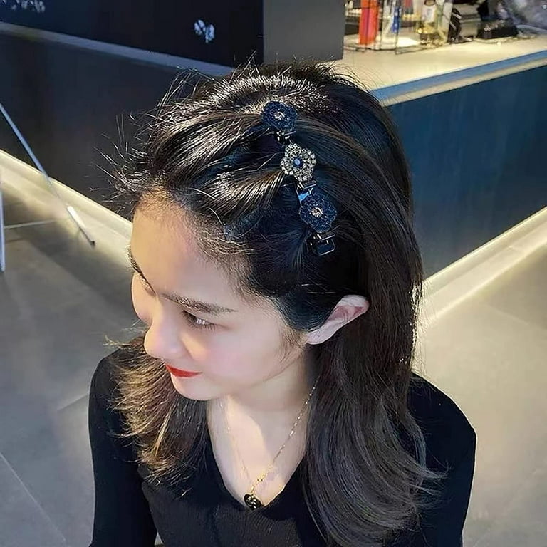 Sparkling Crystal Stone Braided Hair Clips for Women,Rsvelte