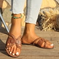 thumbnail image 6 of Summer Shoes for Women,Cute Sandals for Women,Walking Sandals Women,Women's Sandals,Flat Sandals for Women,Women's Braided Slide Sandals Open Toe Slip On Flat Sandals Casual Summer Sandals,Brown,6, 6 of 8