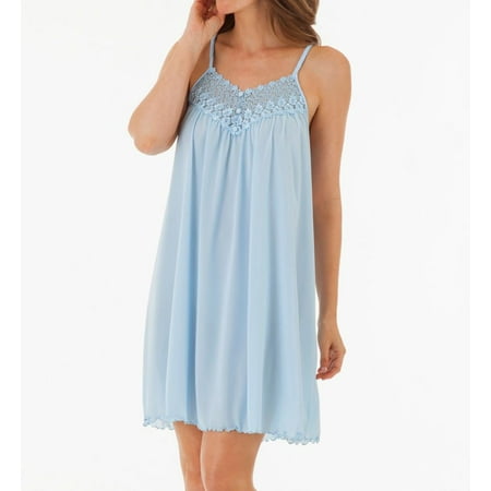 

Women s Shadowline 34275 Beloved Sleeveless Short Gown (Blue 1X)