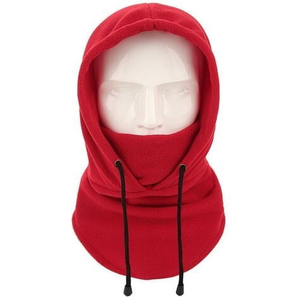 Máscara protectora Cubierta facial de lana de invierno Mujeres Hombres Pasamontañas de esquí a prueba de viento Capucha de nieve cálida para motocicleta Esquí Pesca en hielo Camping, Rojo
