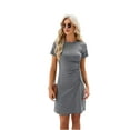thumbnail image 2 of Women'S Short Sleeve Ruched Casual Sundress Midi Bodycon T Shirt Dress Gray XXL, 2 of 9