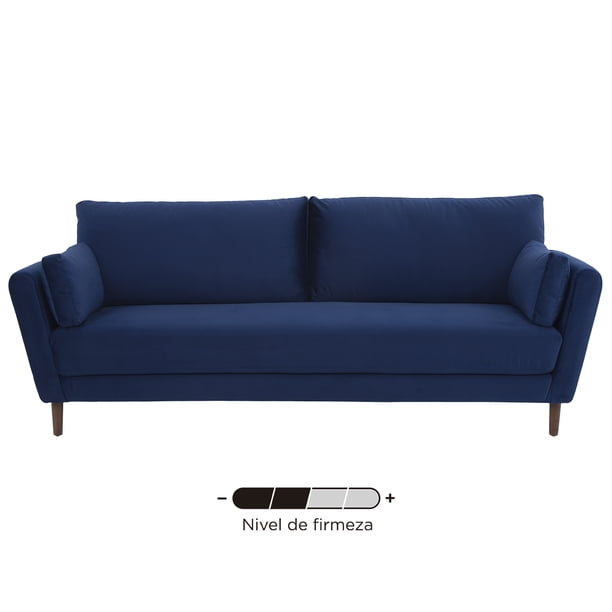 Sofá 3 cuerpos Levanto pata nogal - Azul oscuro WEIK Levanto