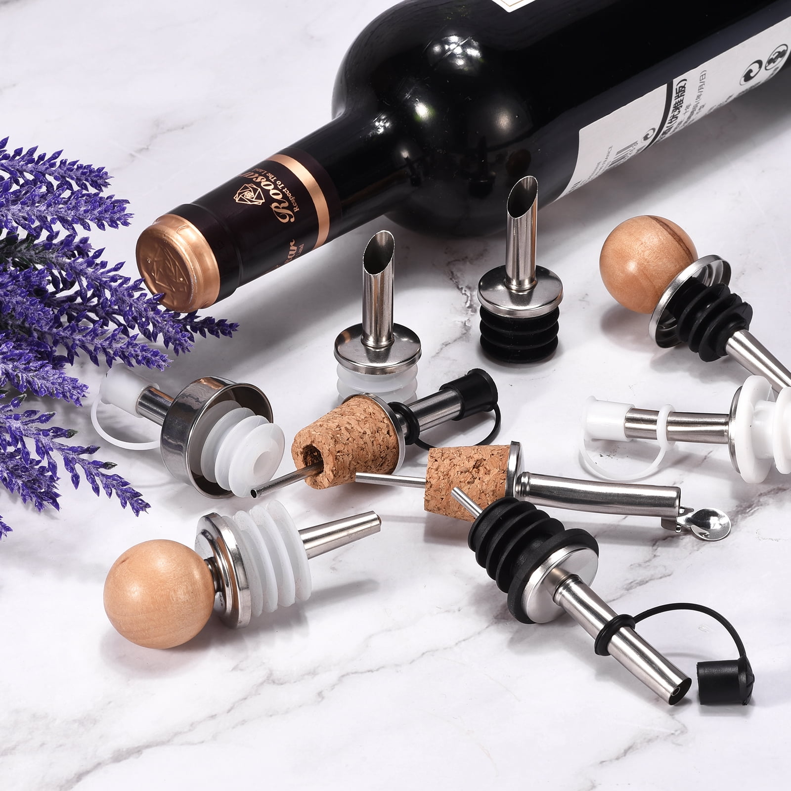 45 Bouchons De Bec Verseur En Silicone - Noir - Pour Bouteilles D'huile, Vinaigre, Sirop - Protection Anti-poussière