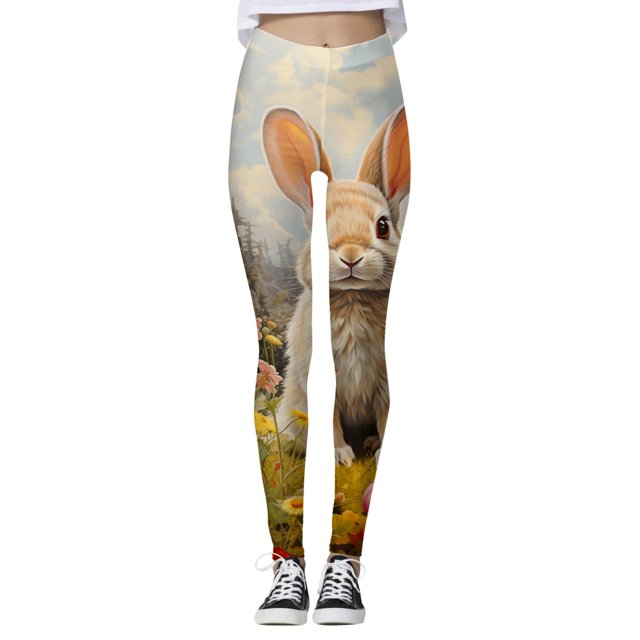 Leggings de cintura alta para mujer, para entrenamiento, yoga, pantalones suaves, elásticos, cómodos, para fitness, running, atléticos, con estampado de Pascua, diseño de bloques de color