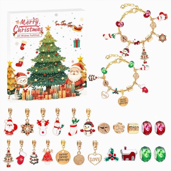 Christmas Advent Calendar Bracelets 2026 For Girls 24 Day DIY Jewelry Manufacturing Kit With 22 Bead Beads And 2 Adjustable Bracelets Countdown Gift
