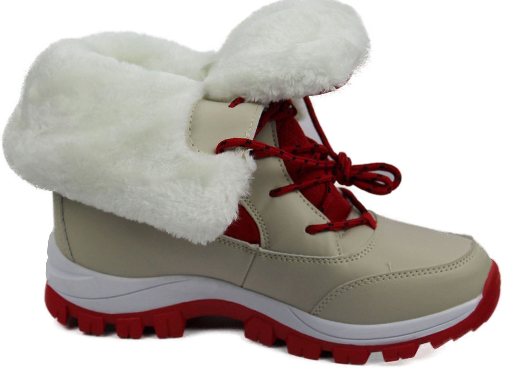 OwnShoe Mid-Calf Snow Boots for Women Faux Fur Winter Shoes Water Resistant Outdoor Hiking Boots