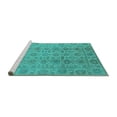 thumbnail image 2 of Ahgly Company Machine Washable Indoor Rectangle Oriental Turquoise Blue Industrial Area Rugs, 6' x 9', 2 of 4