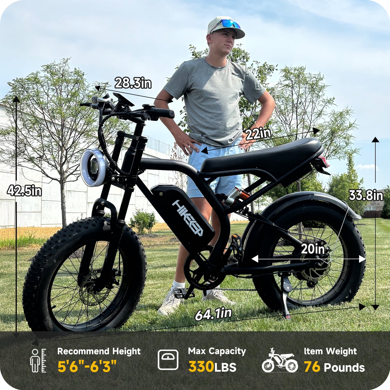 HiKeep 1500W Peak Electric Bike for Adults, 20" Fat Tire Ebike, 48V 15.6Ah Battery, E-Mountain Bike, Shimano 7-Speed Bicycle, UL2849