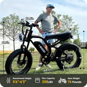 HiKeep 1500W Peak Electric Bike for Adults, 20 Fat Tire Ebike, 48V 15.6Ah Battery, E-Mountain Bike, Shimano 7-Speed Bicycle, UL2849