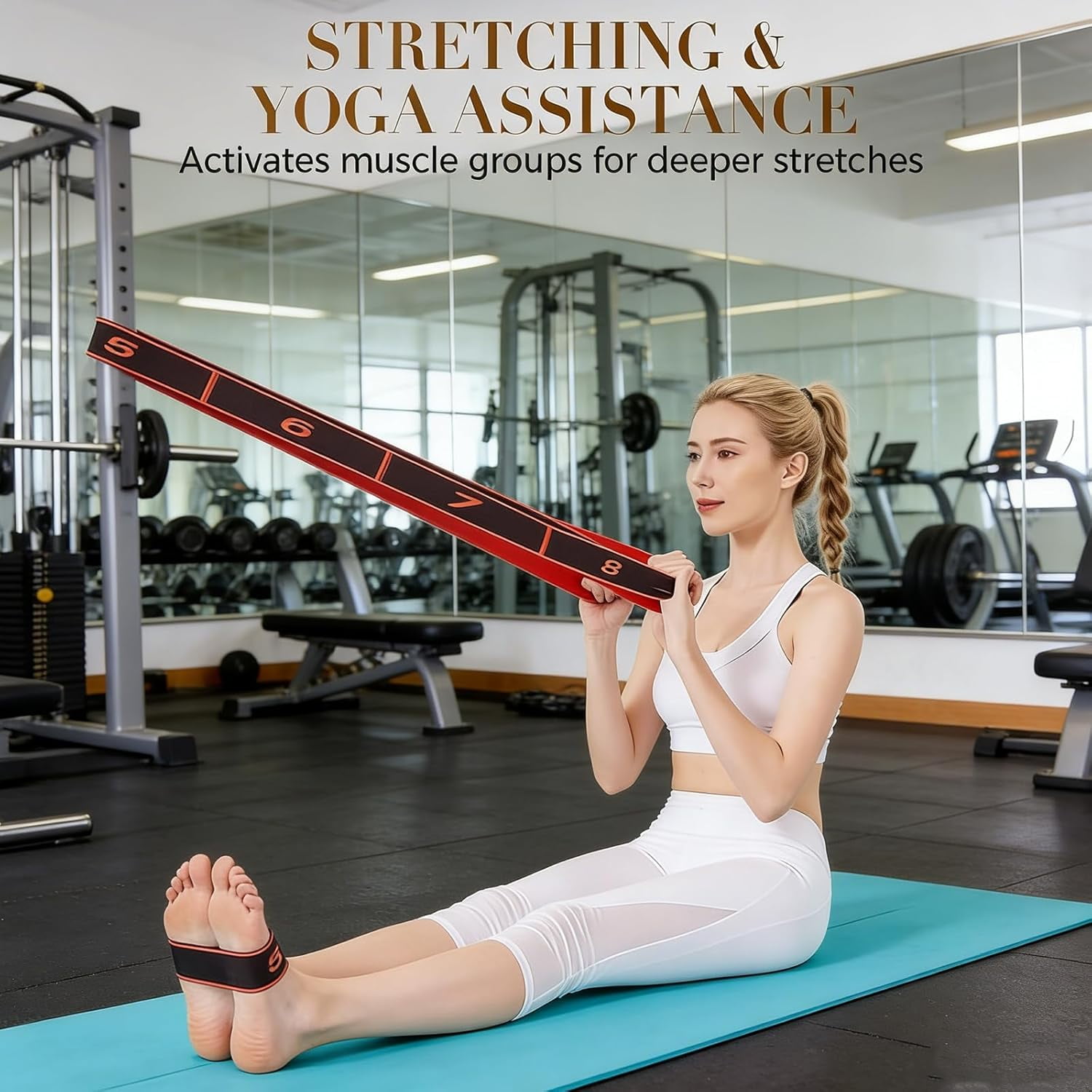 Fitness Resistance Band for Stretching and Yoga, 8/10/12-Section Numbered Resistance Band, Full Body Stretching Shaping, for Physical Dance Pilates