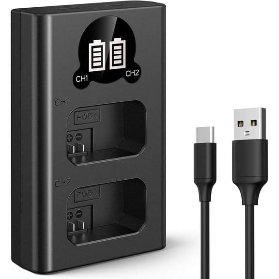 K&F Concept NP-FW50 Camera Battery Charger with LCD Screen